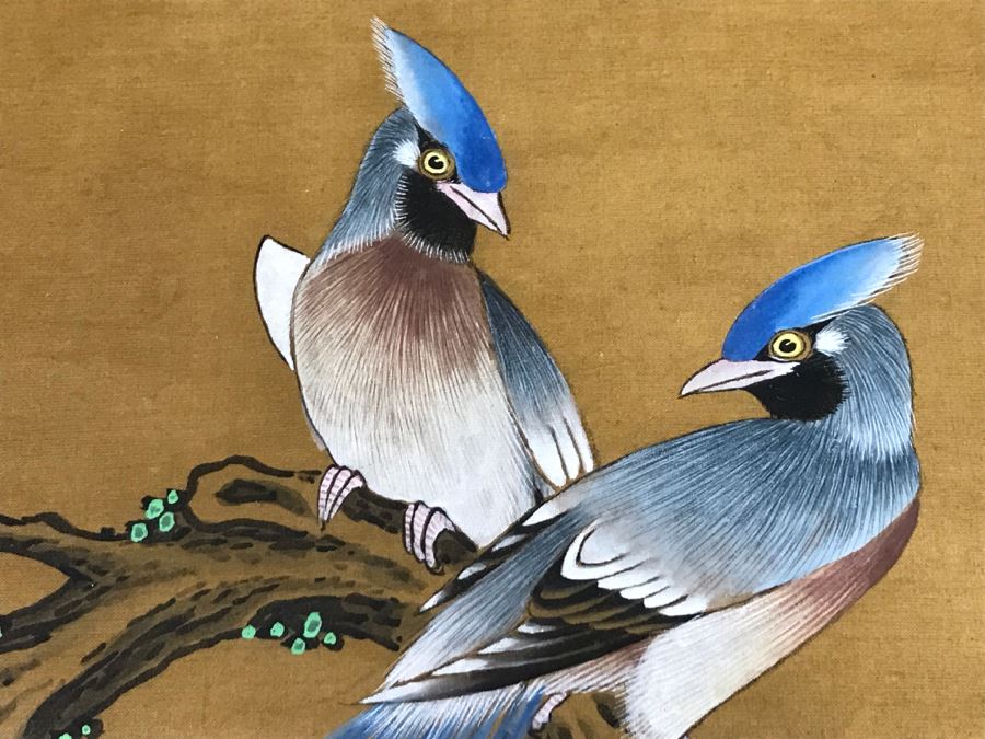 Vivid Original Chinese Bird Painting In Nice Bamboo Motif Frame Purchased At Mings Tomb In China Oct 1979 [Photo 8]