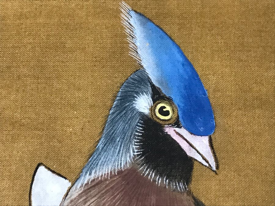 Vivid Original Chinese Bird Painting In Nice Bamboo Motif Frame Purchased At Mings Tomb In China Oct 1979 [Photo 13]