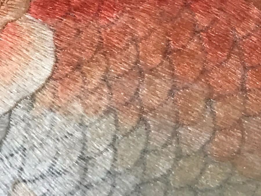 Very Fine Vintage Hand Stitched Silk Embroidery Of Koi Fish Signed And Framed [Photo 17]