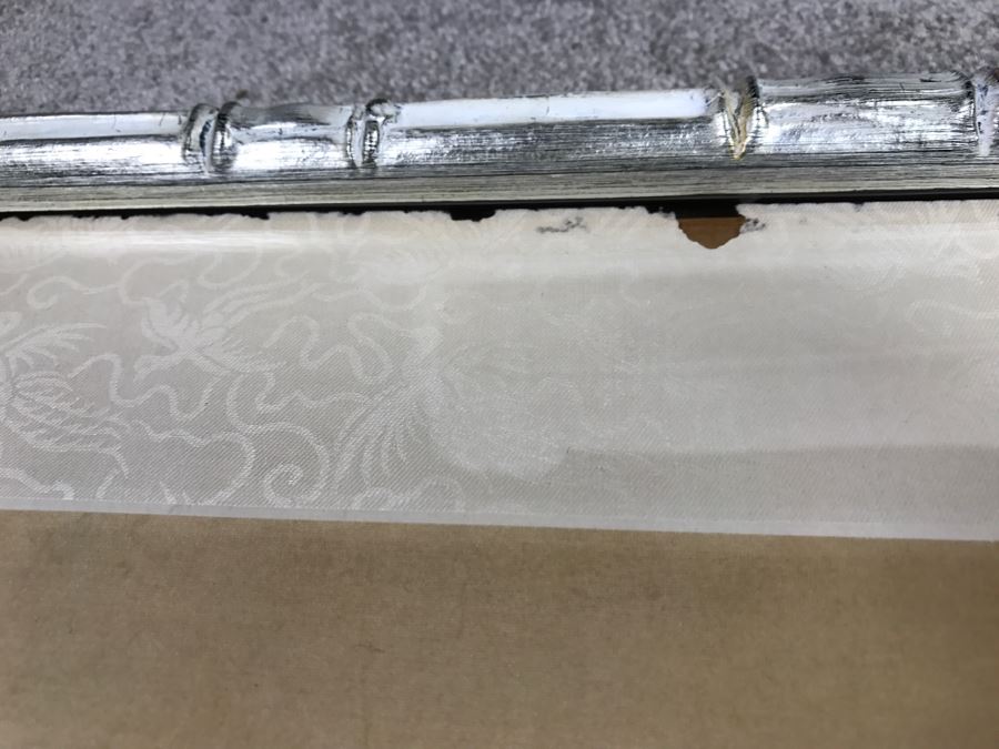 Old Chinese Silk Painting In Nice Silver Bamboo Motif Frame [Photo 21]