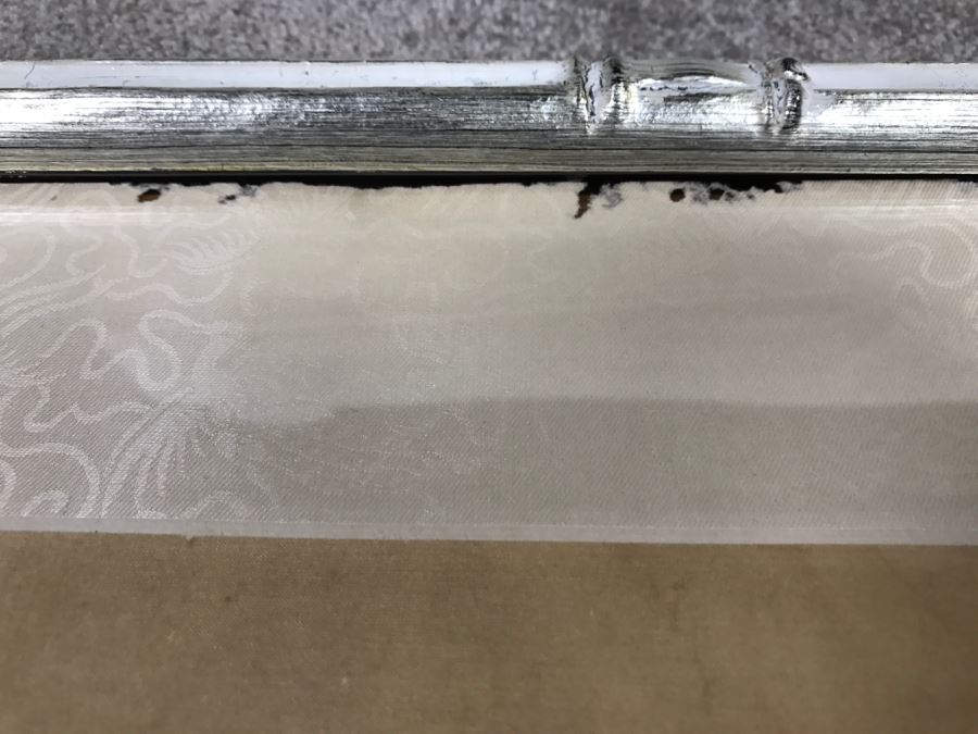 Old Chinese Silk Painting In Nice Silver Bamboo Motif Frame [Photo 20]