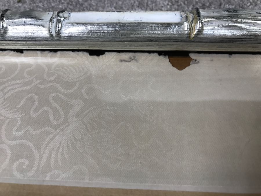 Old Chinese Silk Painting In Nice Silver Bamboo Motif Frame [Photo 19]