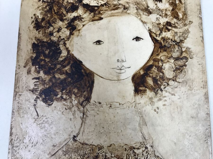 Vintage 1975 Gustavo Valenzuela Portrait Painting Signed Lower Right Mexican Modernist Painter Hermosillo, Sonora [Photo 7]