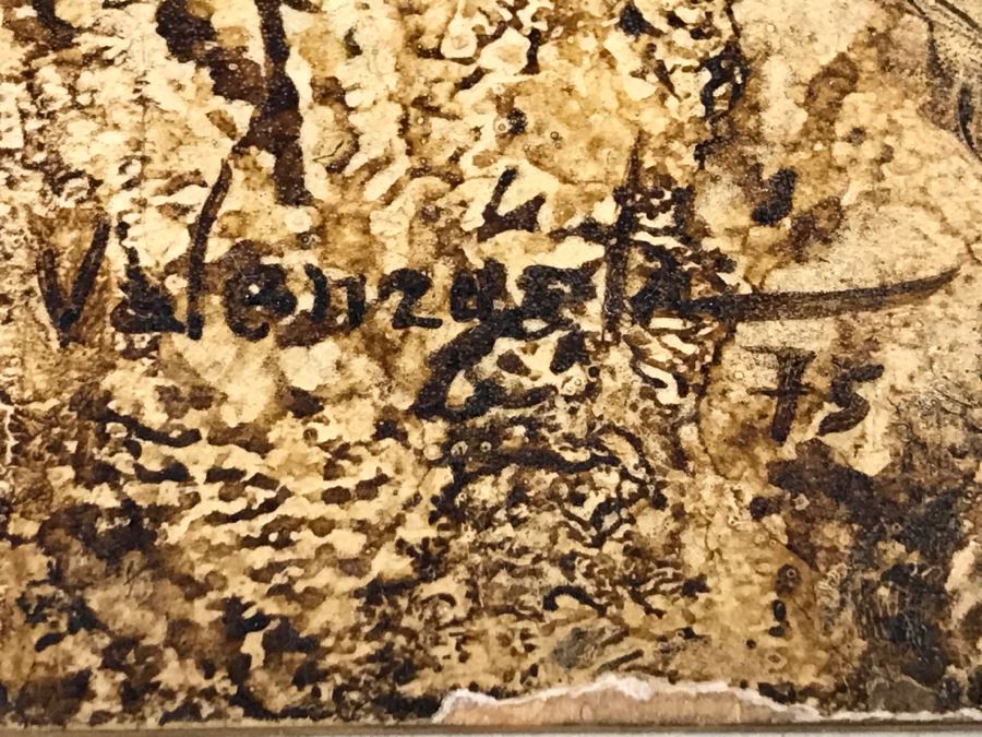 Vintage 1975 Gustavo Valenzuela Portrait Painting Signed Lower Right Mexican Modernist Painter Hermosillo, Sonora [Photo 11]