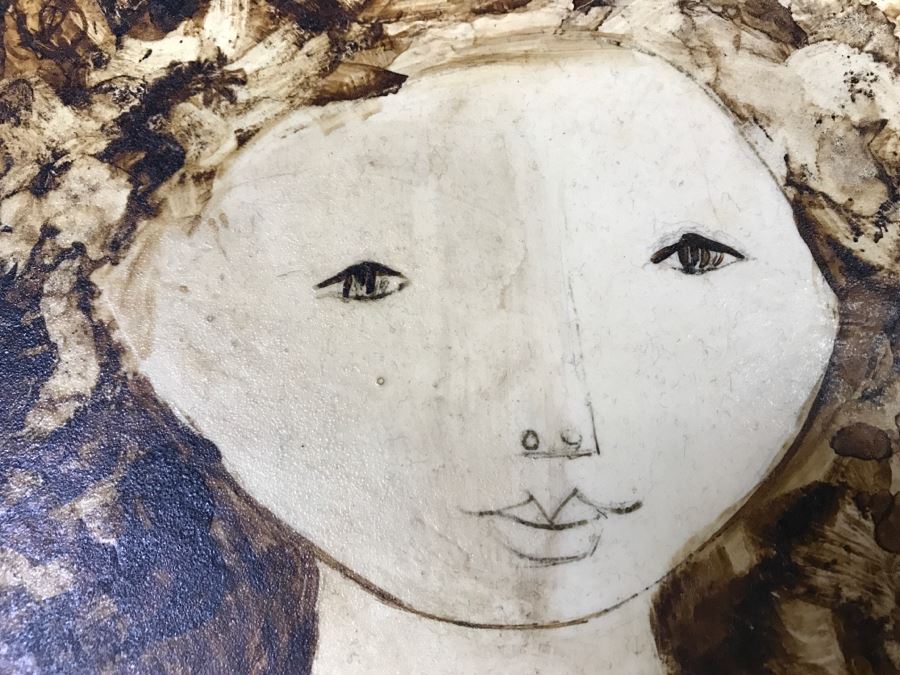 Vintage 1975 Gustavo Valenzuela Portrait Painting Signed Lower Right Mexican Modernist Painter Hermosillo, Sonora [Photo 5]