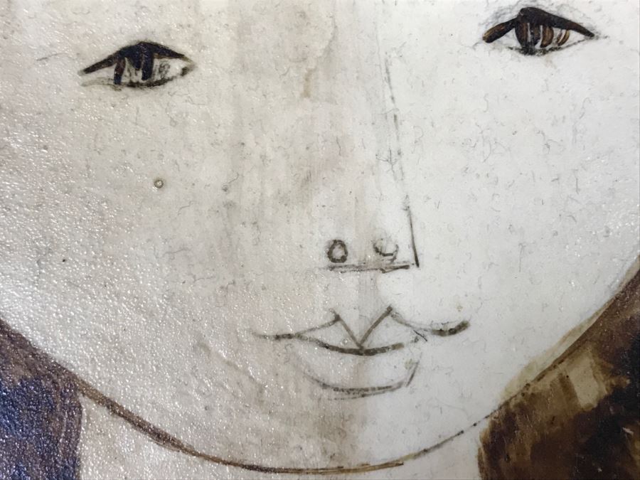 Vintage 1975 Gustavo Valenzuela Portrait Painting Signed Lower Right Mexican Modernist Painter Hermosillo, Sonora [Photo 6]