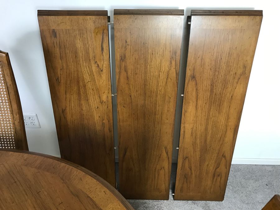 Esperanto By Drexel Formal Dining Table With 3 Leaves And 4 Cane Back Chairs [Photo 7]