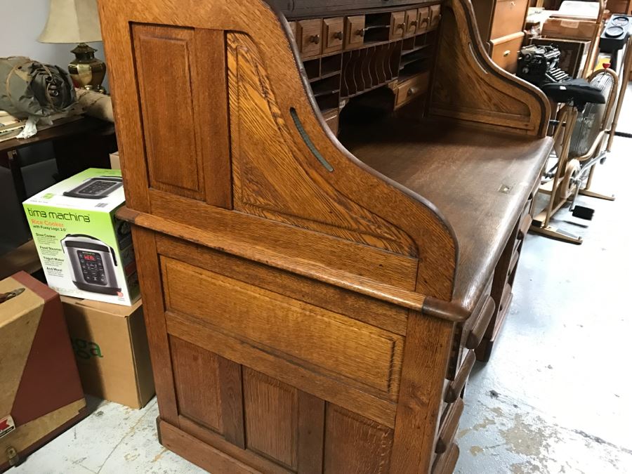 Old Oak Roll Top Desk [Photo 3]