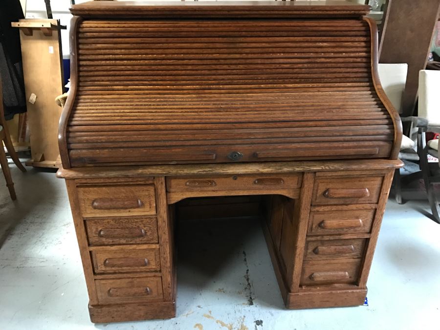 Old Oak Roll Top Desk [Photo 4]
