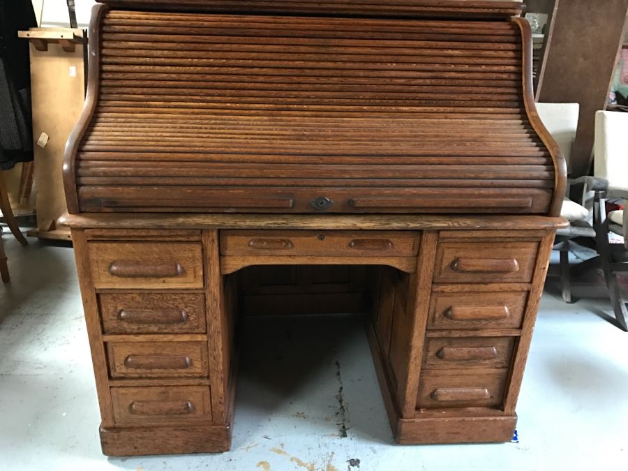 Old Oak Roll Top Desk