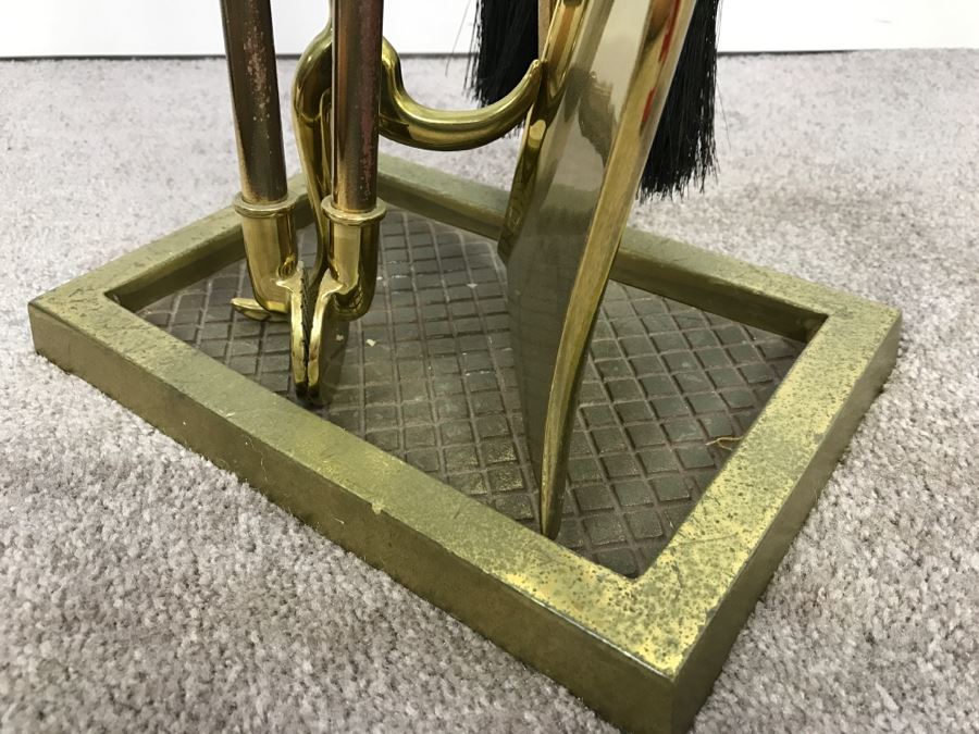 Heavy Brass Fireplace Tools Set With Fish Handles [Photo 7]