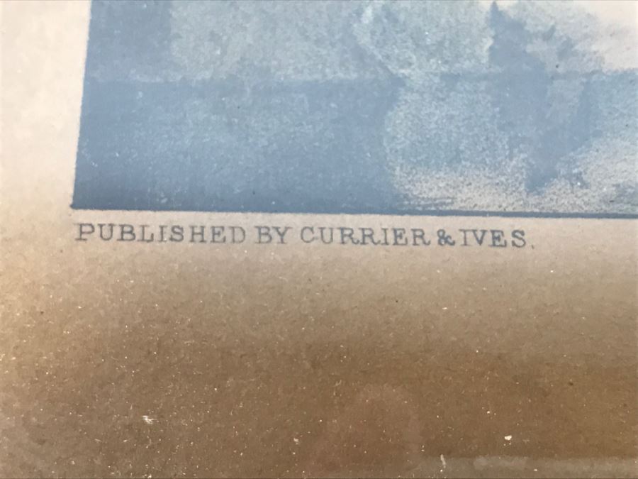 Antique Currier & Ives Lithograph 'Flushing A Woodcock' Hand Colored In Antique Frame [Photo 11]