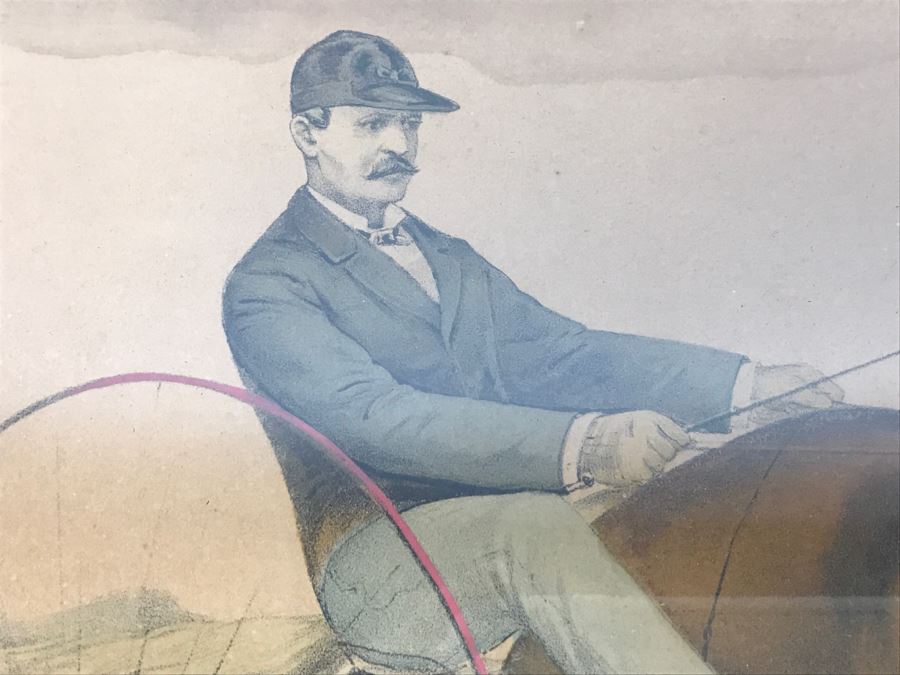 Antique Currier & Ives Lithograph 'Robert McGregor By Major Edsall, dam by American Star Record 2:18' Hand Colored In Antique Frame Copyright 1882 Harness Racing Scott Leighton [Photo 4]