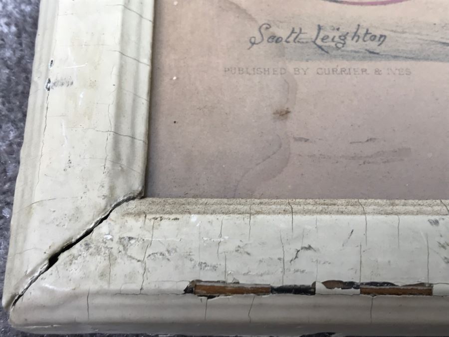 Antique Currier & Ives Lithograph 'Robert McGregor By Major Edsall, dam by American Star Record 2:18' Hand Colored In Antique Frame Copyright 1882 Harness Racing Scott Leighton [Photo 14]