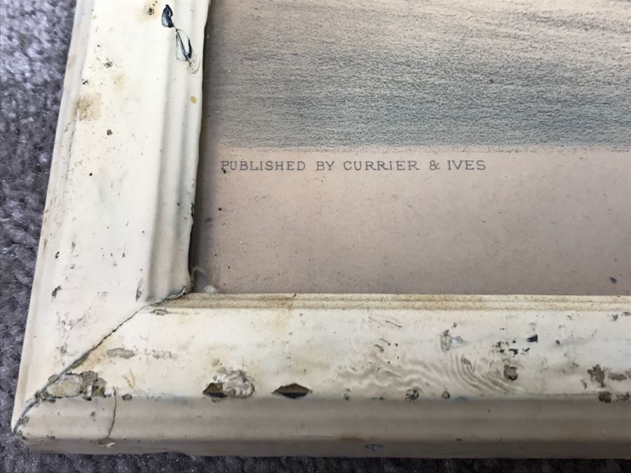 Antique Currier & Ives Lithograph 'The Butt Of The Jokers' Hand Colored In Antique Frame Copyright 1879 Harness Racing [Photo 14]