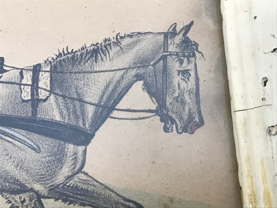 Antique Currier & Ives Lithograph 'The Butt Of The Jokers' Hand Colored In Antique Frame Copyright 1879 Harness Racing [Photo 9]