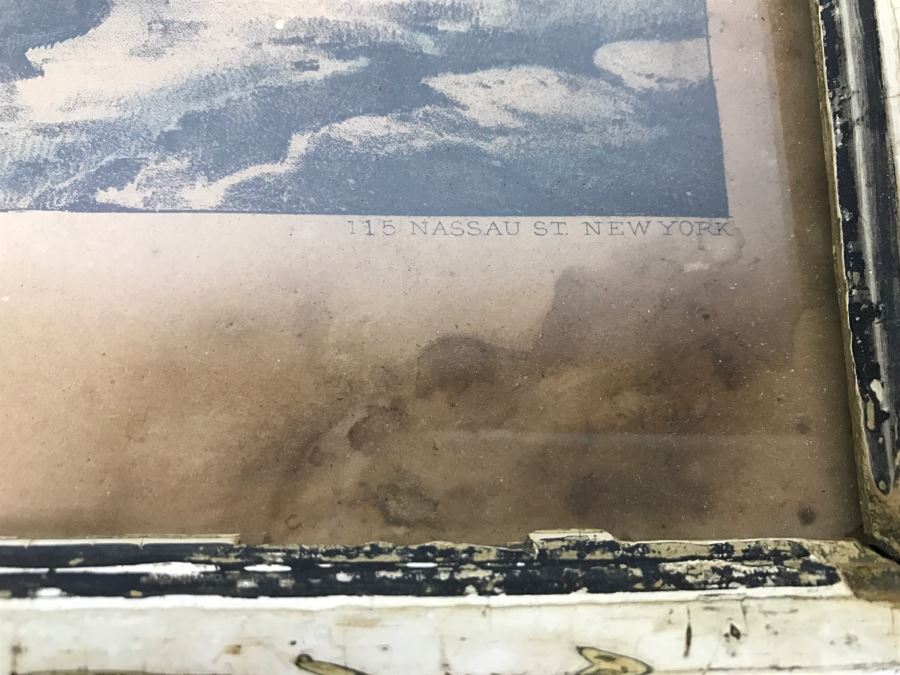 Antique Currier & Ives Lithograph 'Bear Hunting Close Quarters' Hand Colored In Antique Frame [Photo 12]