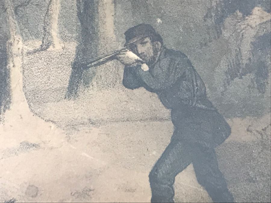 Antique Currier & Ives Lithograph 'Bear Hunting Close Quarters' Hand Colored In Antique Frame [Photo 7]