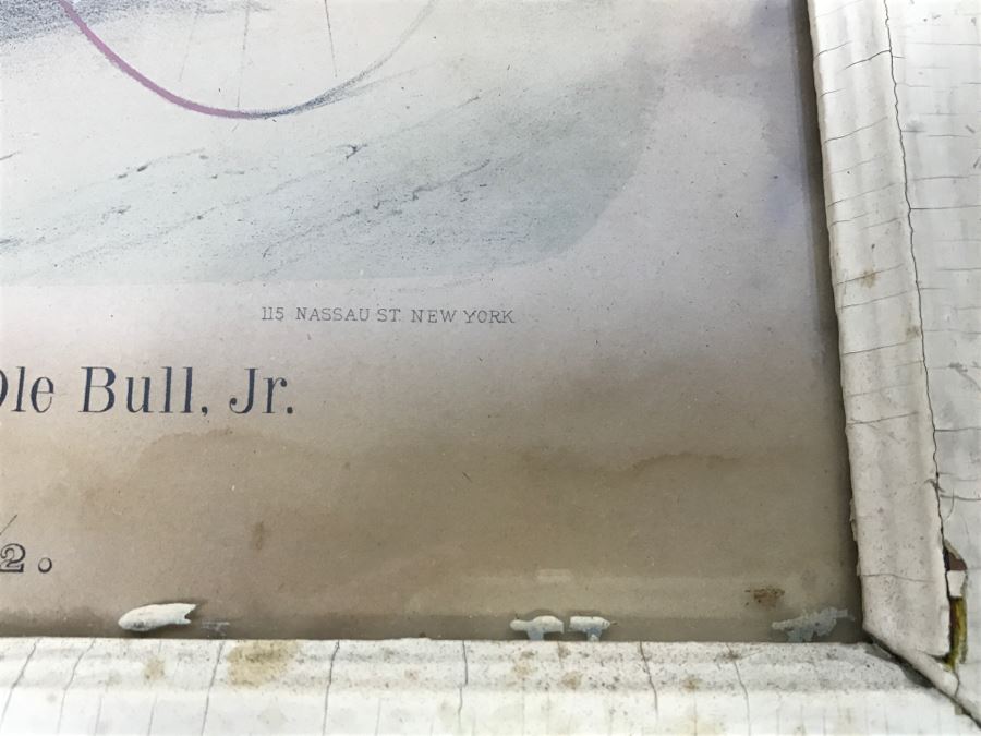 Antique Currier & Ives Lithograph 'Trotting Gelding Steve Maxwell, by Ole Bull, Jr. Driven By John Murphy' Hand Colored In Antique Frame Copyright 1881 Harness Racing Scott Leighton [Photo 14]