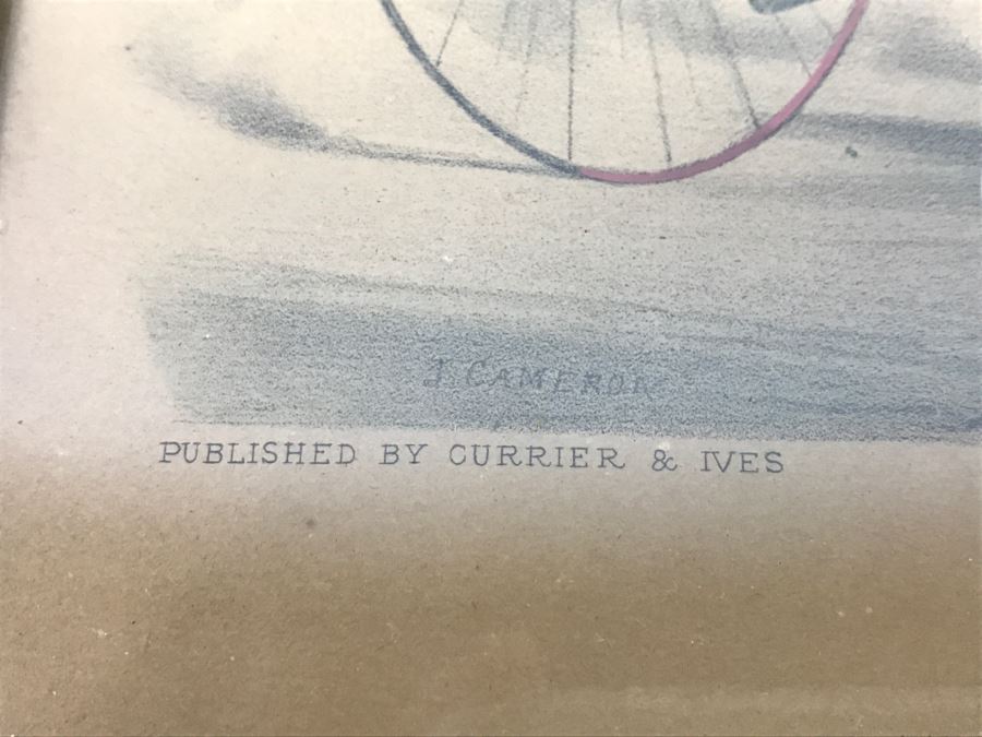 Antique Currier & Ives Lithograph 'Blackwood Jr.' Hand Colored In Antique Frame Harness Racing J. Cameron [Photo 12]