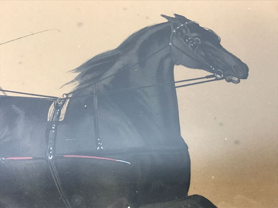 Antique Currier & Ives Lithograph 'Blackwood Jr.' Hand Colored In Antique Frame Harness Racing J. Cameron [Photo 6]