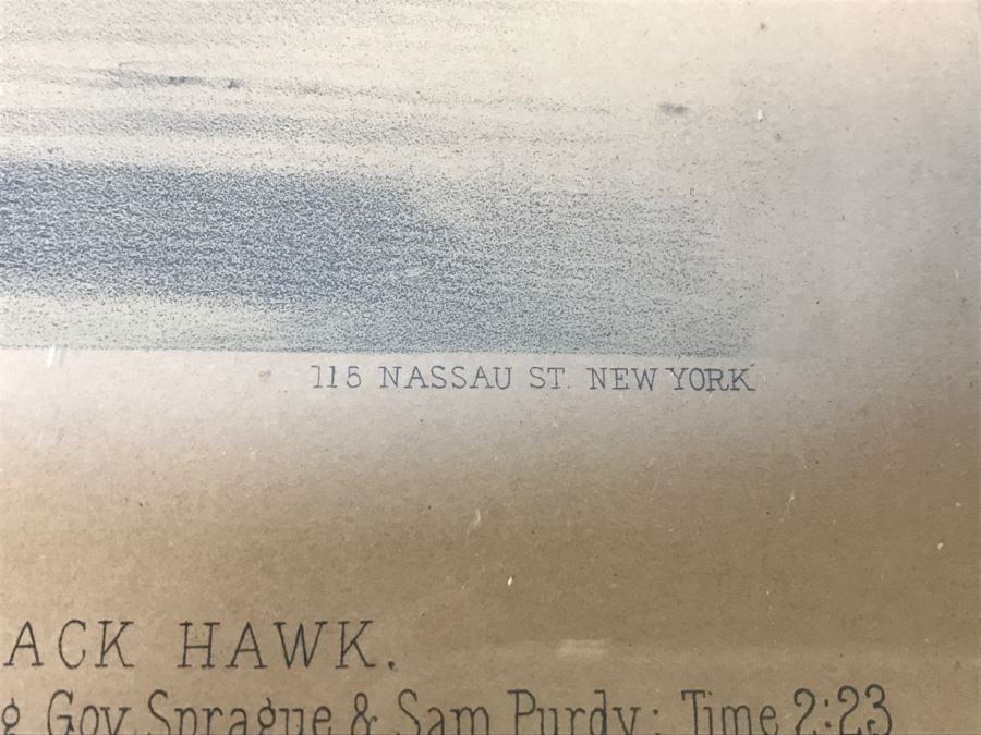 Antique Currier & Ives Lithograph 'Blackwood Jr.' Hand Colored In Antique Frame Harness Racing J. Cameron [Photo 14]