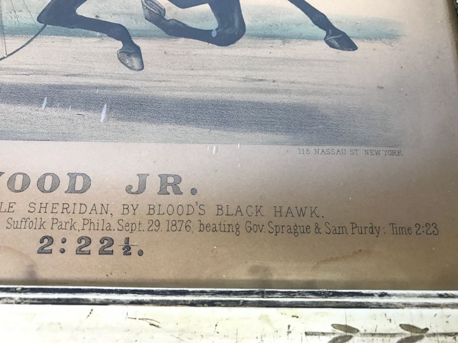 Antique Currier & Ives Lithograph 'Blackwood Jr.' Hand Colored In Antique Frame Harness Racing J. Cameron [Photo 11]