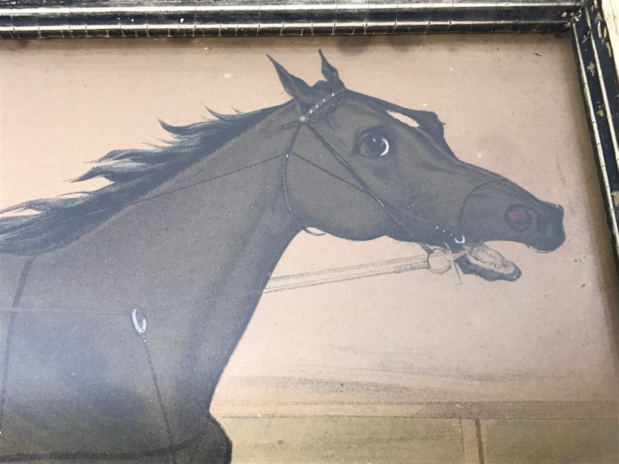 Antique Currier & Ives Lithograph 'The Grand Horse St. Julien. The 'King Of Trotters.'' Hand Colored In Antique Frame Copyright 1881 Harness Racing Scott Leighton [Photo 6]