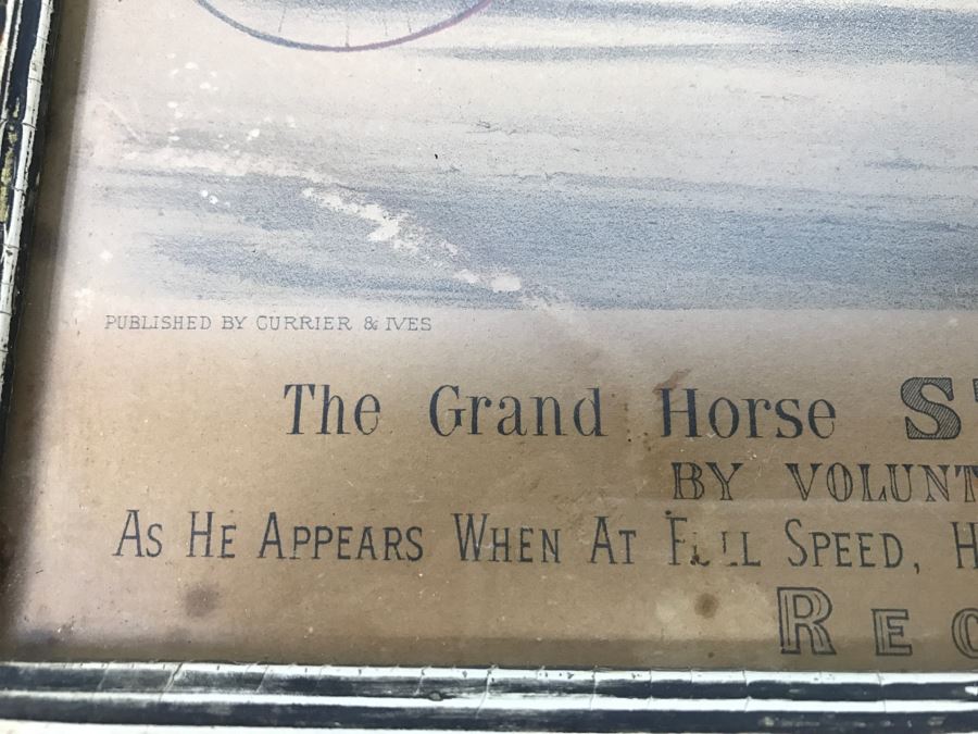 Antique Currier & Ives Lithograph 'The Grand Horse St. Julien. The 'King Of Trotters.'' Hand Colored In Antique Frame Copyright 1881 Harness Racing Scott Leighton [Photo 9]