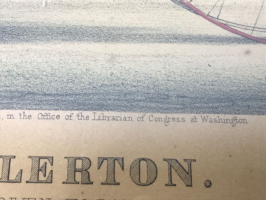 Antique Currier & Ives Lithograph 'Judge Fullerton' Hand Colored In Antique Frame Copyright 1873 Harness Racing J Cameron [Photo 14]