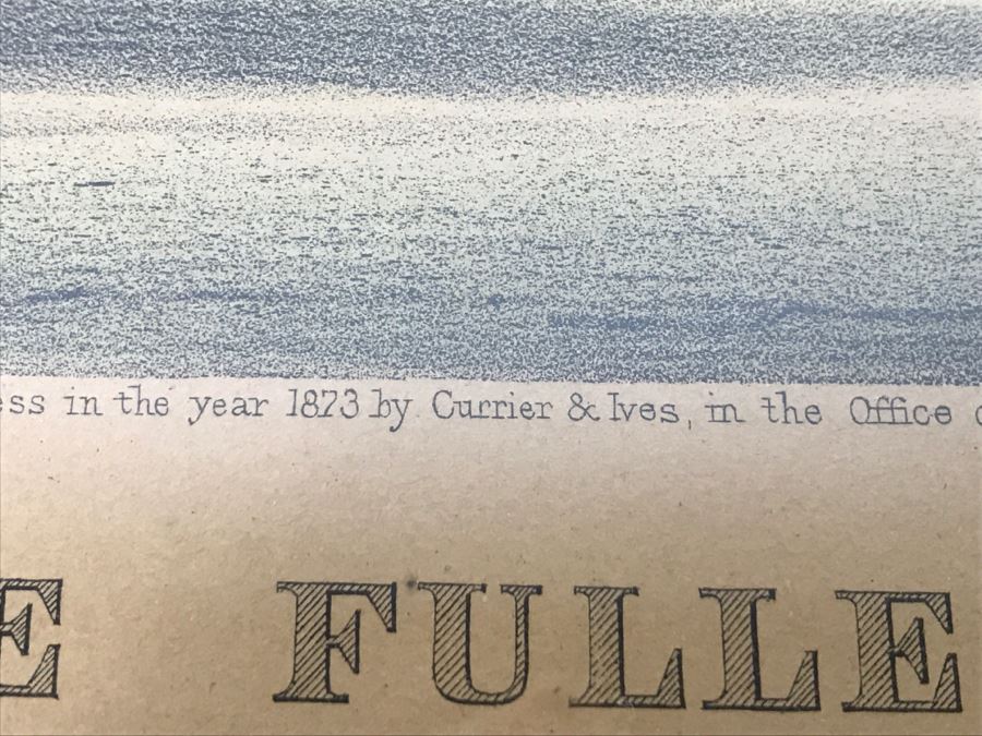 Antique Currier & Ives Lithograph 'Judge Fullerton' Hand Colored In Antique Frame Copyright 1873 Harness Racing J Cameron [Photo 13]