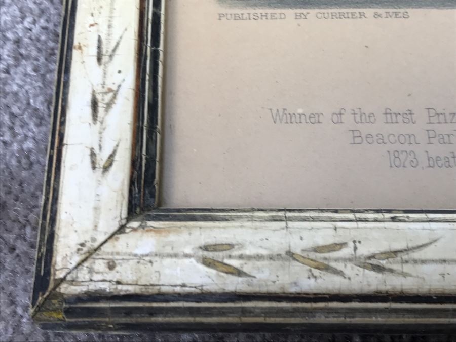 Antique Currier & Ives Lithograph 'Judge Fullerton' Hand Colored In Antique Frame Copyright 1873 Harness Racing J Cameron [Photo 17]