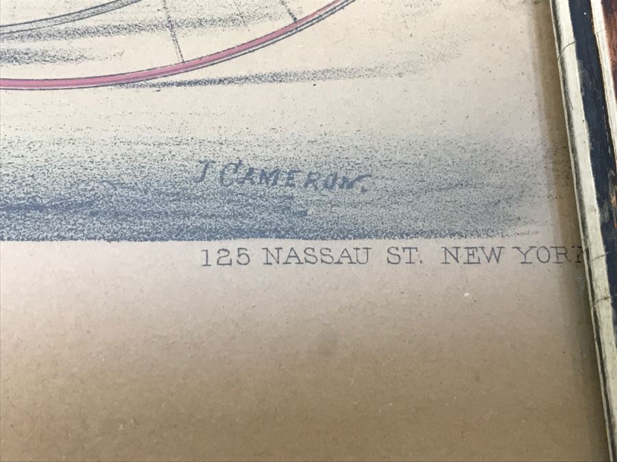 Antique Currier & Ives Lithograph 'Judge Fullerton' Hand Colored In Antique Frame Copyright 1873 Harness Racing J Cameron [Photo 16]