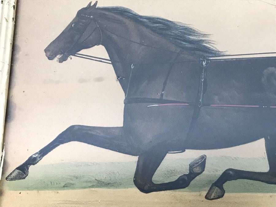 Antique Currier & Ives Lithograph 'Sam Purdy' Hand Colored In Antique Frame Harness Racing [Photo 5]