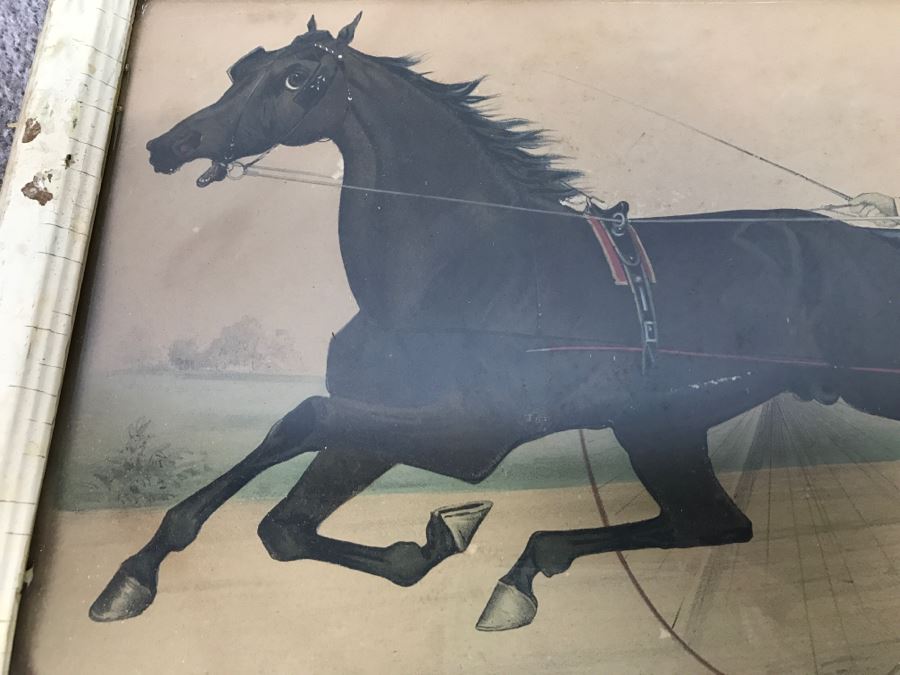 Antique Currier & Ives Lithograph 'Trotting Stallion Monroe Chief, By Jim Monroe' Hand Colored In Antique Frame Copyright 1881 Harness Racing Scott Leighton [Photo 5]