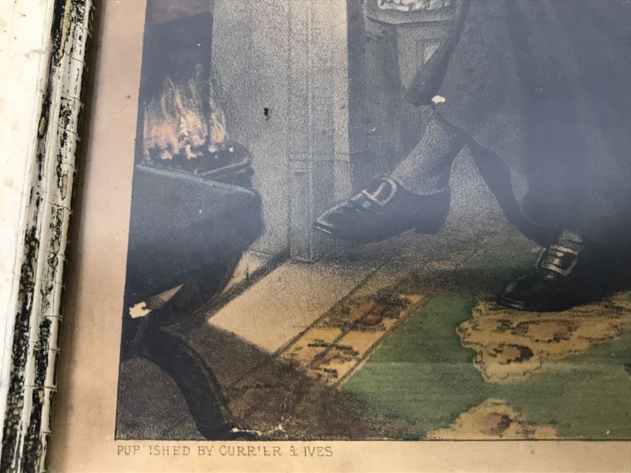 Antique Currier & Ives Lithograph 'The Philosophy Of Tobacco' Hand Colored In Antique Frame [Photo 11]