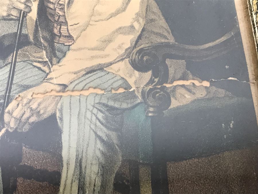 Antique Currier & Ives Lithograph 'The Philosophy Of Tobacco' Hand Colored In Antique Frame [Photo 8]