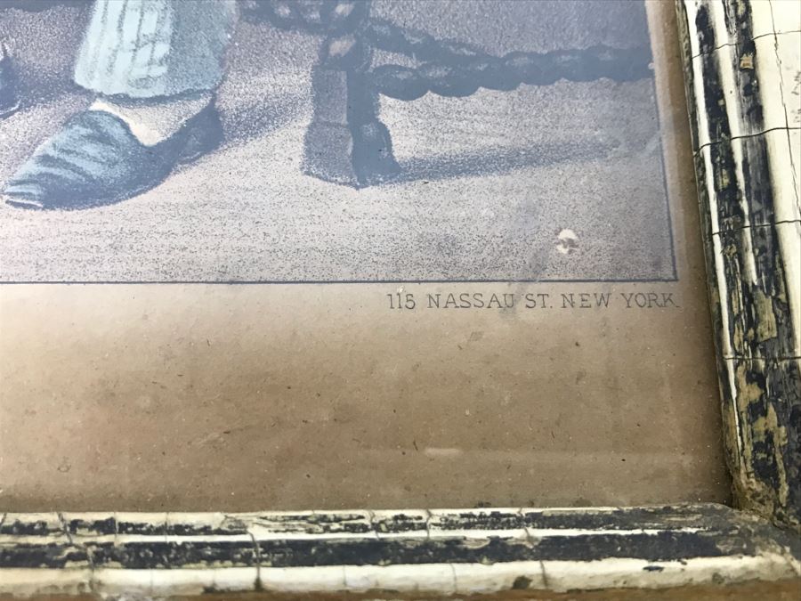 Antique Currier & Ives Lithograph 'The Philosophy Of Tobacco' Hand Colored In Antique Frame [Photo 14]