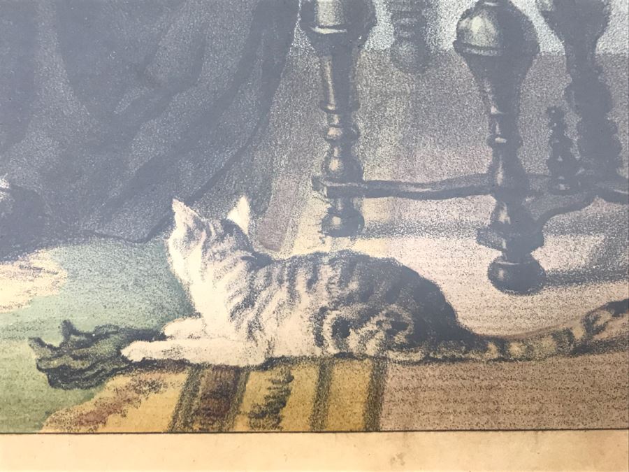 Antique Currier & Ives Lithograph 'The Philosophy Of Tobacco' Hand Colored In Antique Frame [Photo 10]