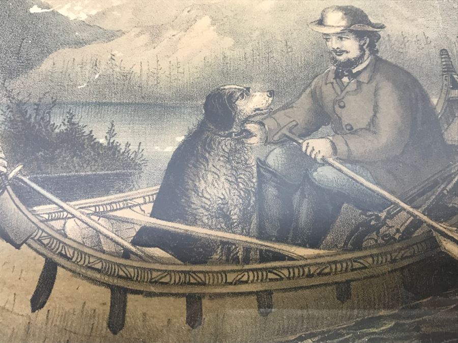 Antique Currier & Ives Lithograph 'The Life Of A Sportsman' Hand Colored In Antique Frame Copyright 1872 [Photo 6]