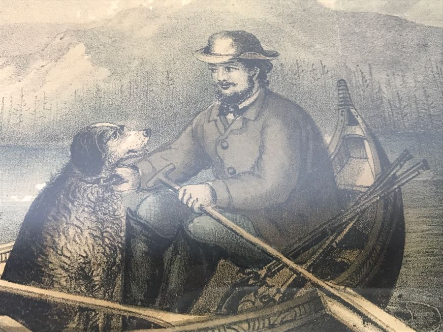 Antique Currier & Ives Lithograph 'The Life Of A Sportsman' Hand Colored In Antique Frame Copyright 1872 [Photo 7]