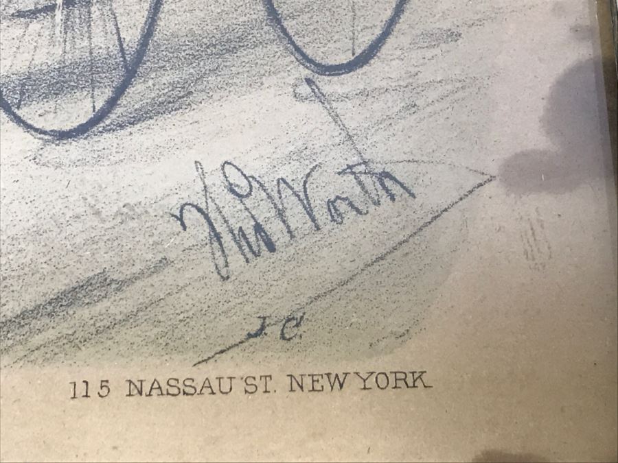 Antique Currier & Ives Lithograph 'Trotting On The Road Swill Against Swell' Hand Colored In Antique Frame Copyright 1873 Harness Racing [Photo 10]