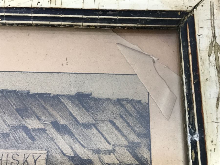 Antique Currier & Ives Lithograph 'The Turn Of The Tune Traveller Playing The Arkansas Traveller' Hand Colored In Antique Frame Copyright 1870 [Photo 10]