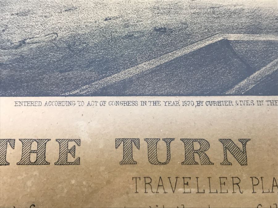 Antique Currier & Ives Lithograph 'The Turn Of The Tune Traveller Playing The Arkansas Traveller' Hand Colored In Antique Frame Copyright 1870 [Photo 18]