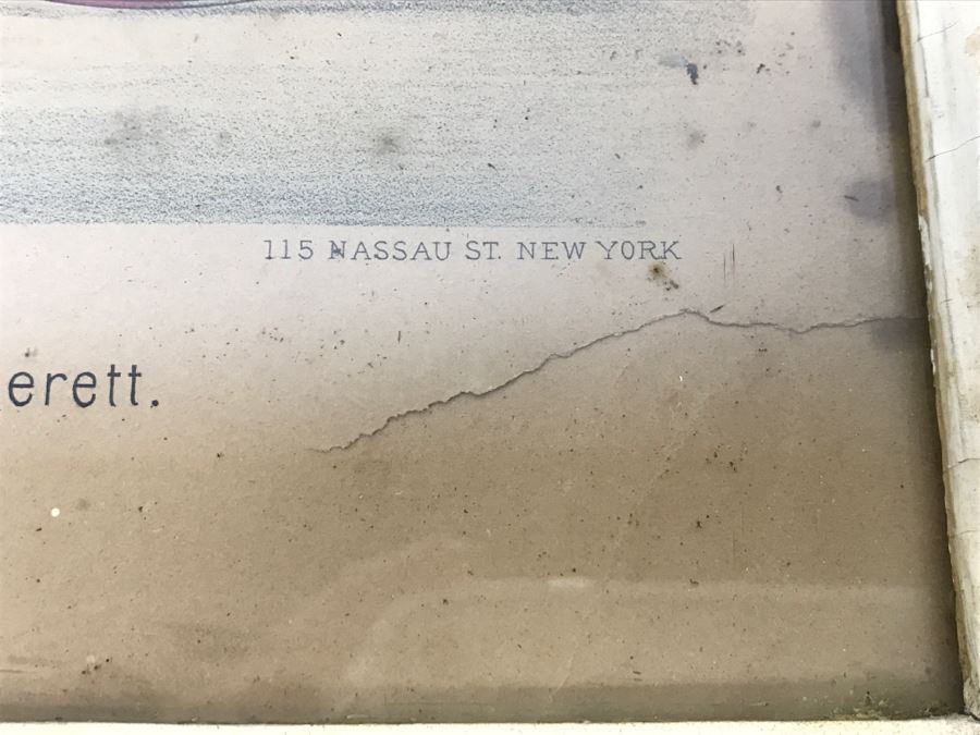 Antique Currier & Ives Lithograph 'Bay Stallion Hambrino, By Edward Everett' Hand Colored In Antique Frame Copyright 1879 Harness Racing [Photo 11]