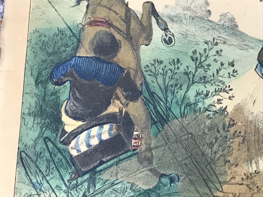 Antique Currier & Ives Lithograph 'The Boss Of The Road' Hand Colored Copyright 1877 [Photo 8]