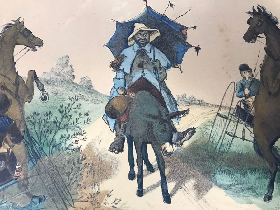 Antique Currier & Ives Lithograph 'The Boss Of The Road' Hand Colored Copyright 1877 [Photo 3]