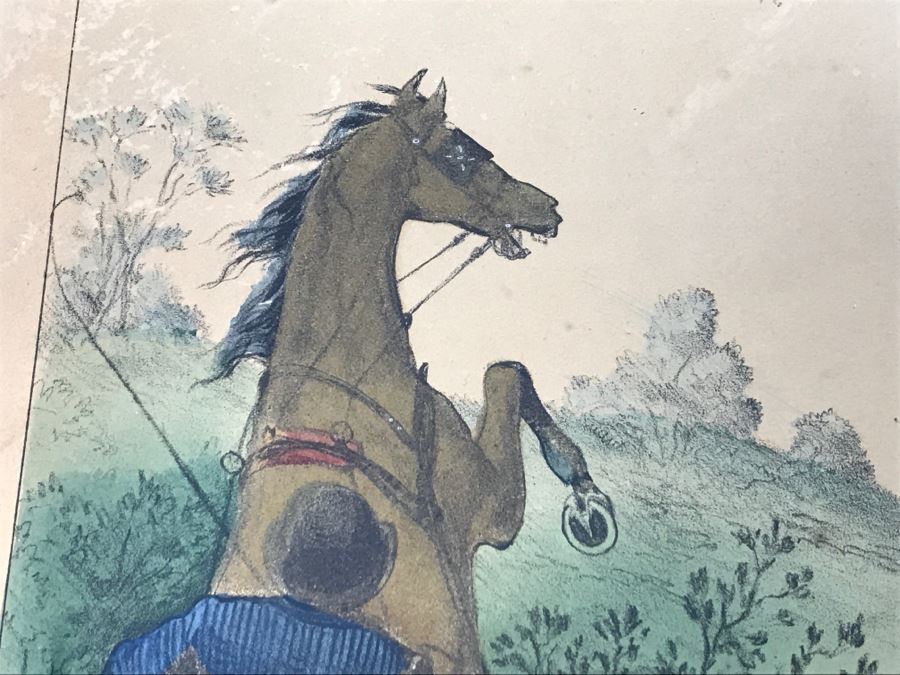 Antique Currier & Ives Lithograph 'The Boss Of The Road' Hand Colored Copyright 1877 [Photo 9]