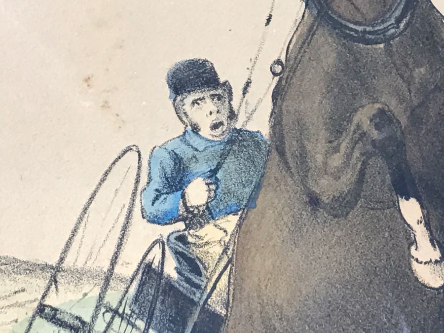 Antique Currier & Ives Lithograph 'The Boss Of The Road' Hand Colored Copyright 1877 [Photo 11]