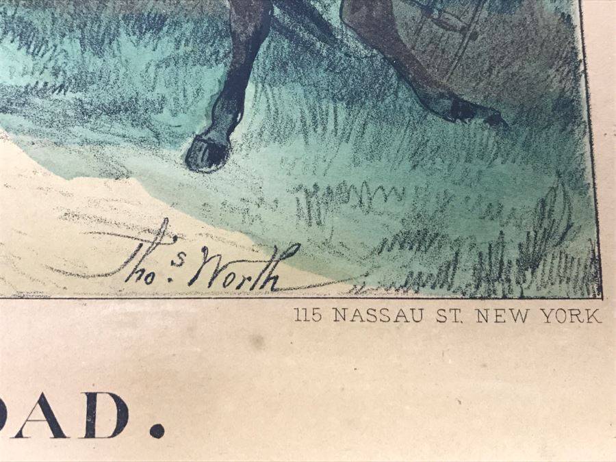 Antique Currier & Ives Lithograph 'The Boss Of The Road' Hand Colored Copyright 1877 [Photo 15]